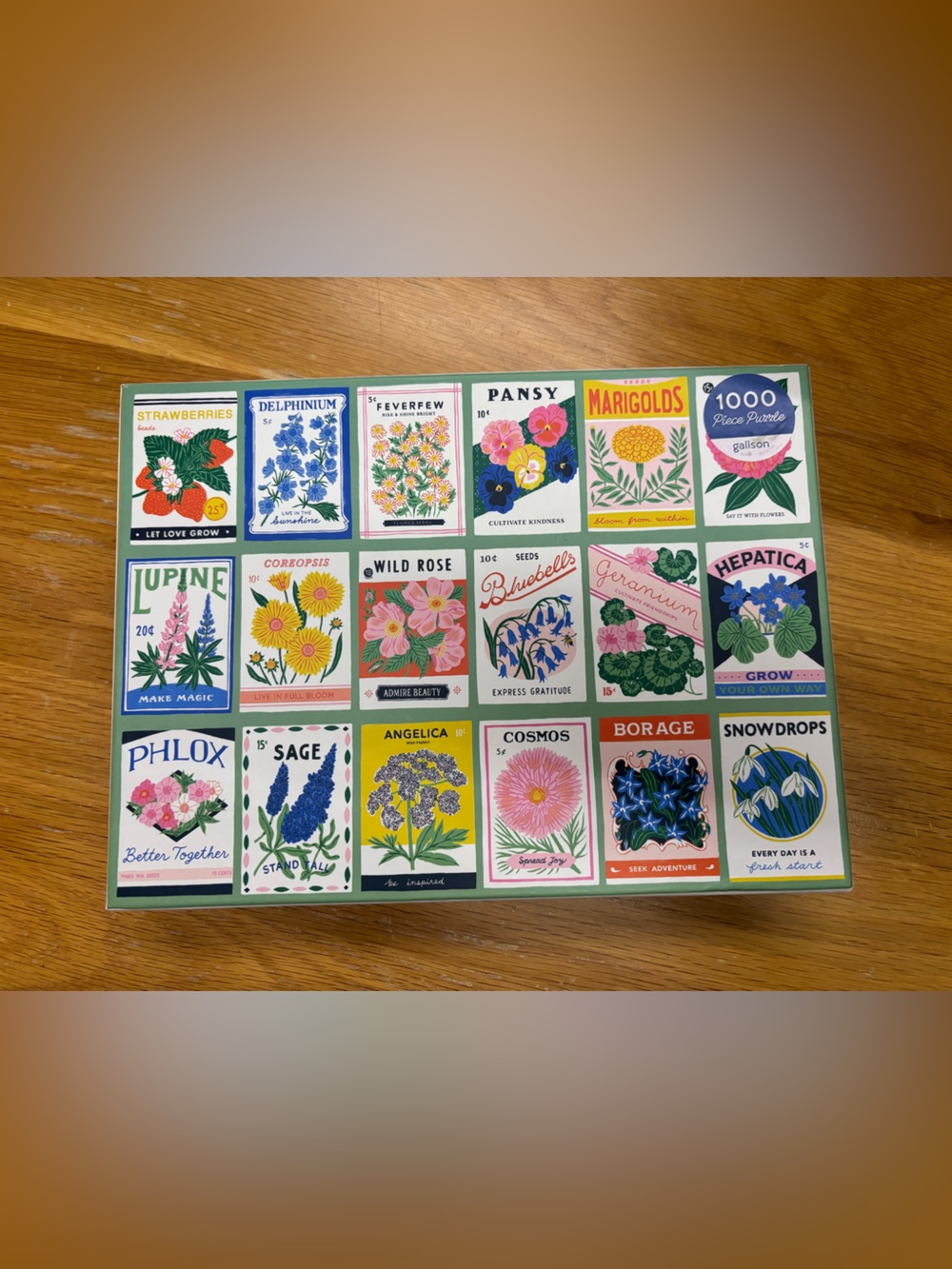 Galison Ever Upward Garden Vintage Seed Packet 1000 Piece Puzzle